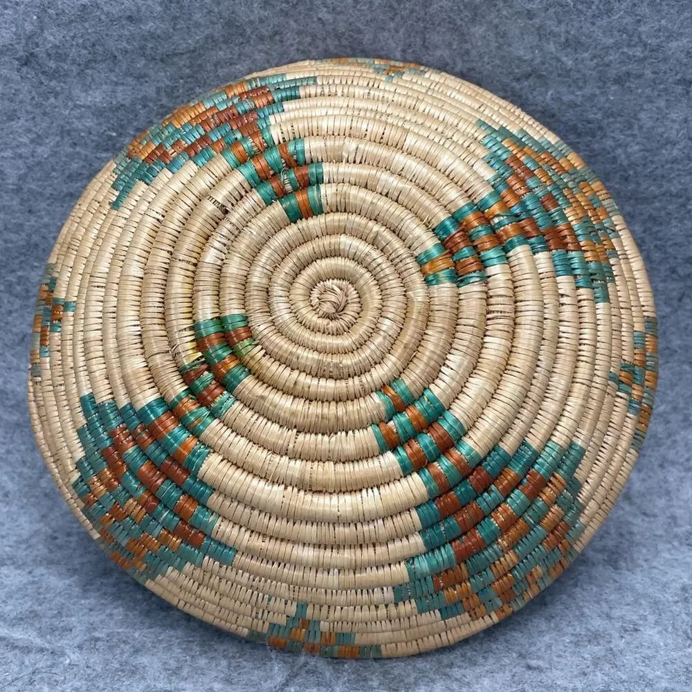 Vintage Primitive Tribal Natural Coiled Basket 8